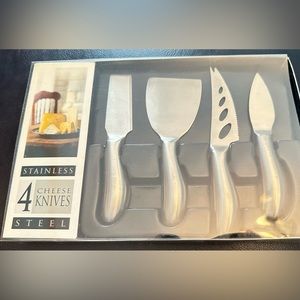 4- 18/8 Stainless Steel Cheese Knives with Brushed Finish, NIP